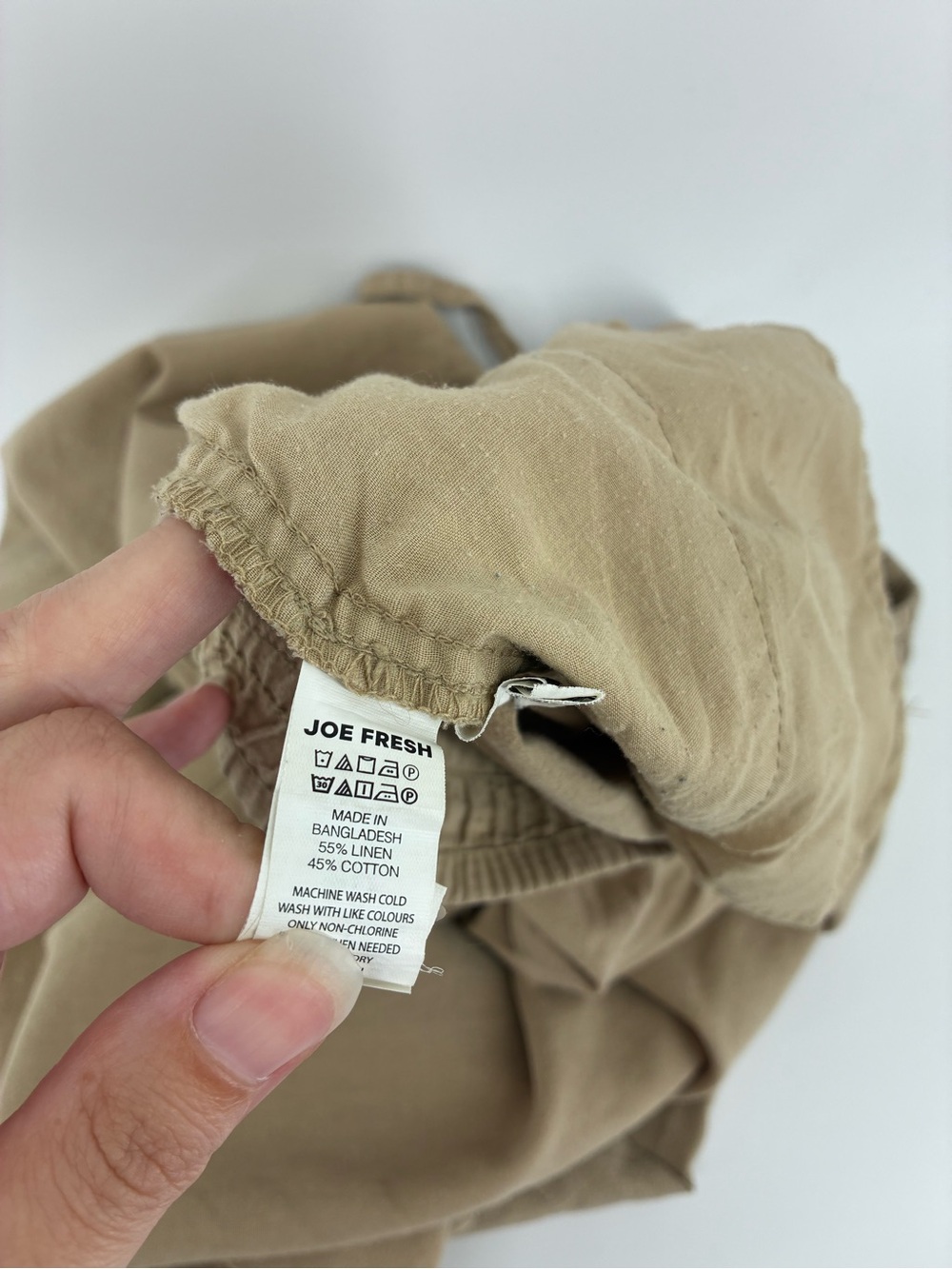 Joe Fresh Linen Blend Wide-Leg Drawstring Pants in Khaki - Picture 5 of 9